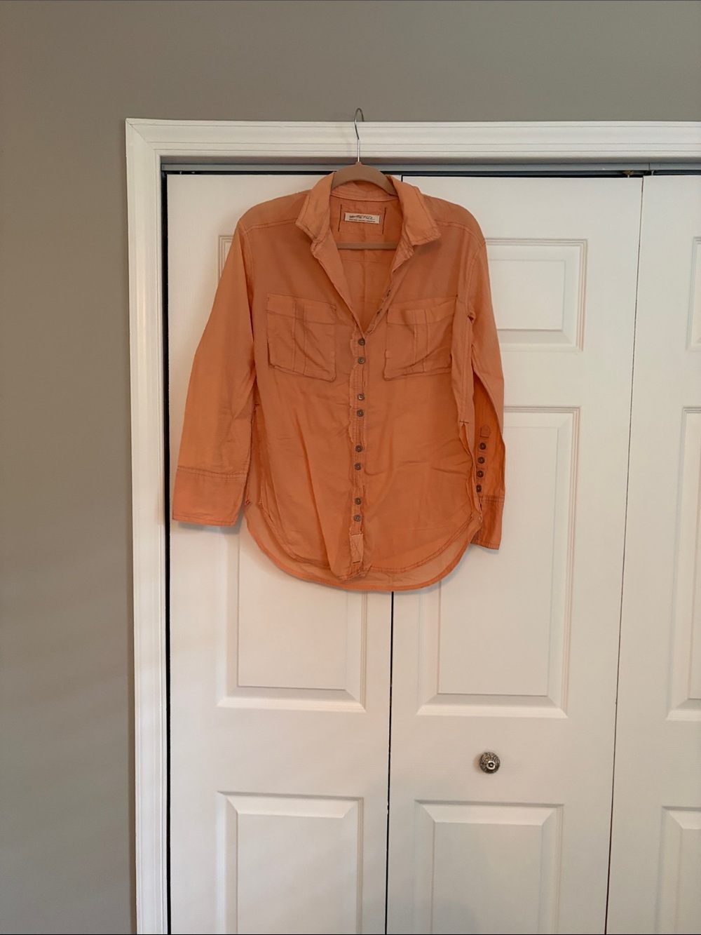 We The Free Peach Button-Down Utility Shirt